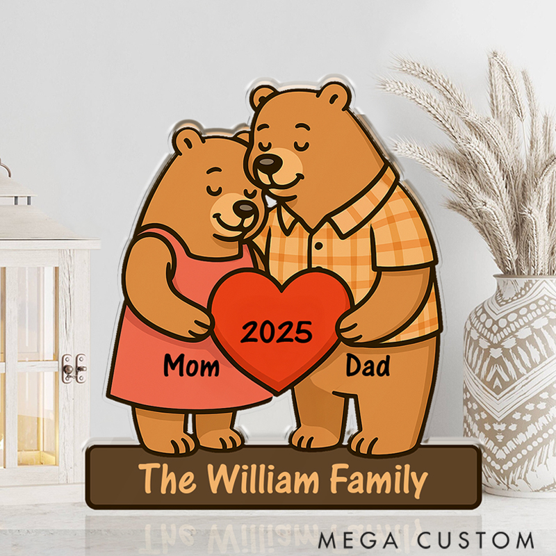 Personalized Custom Shaped Acrylic Plaque Love Bear Family Gift for Family