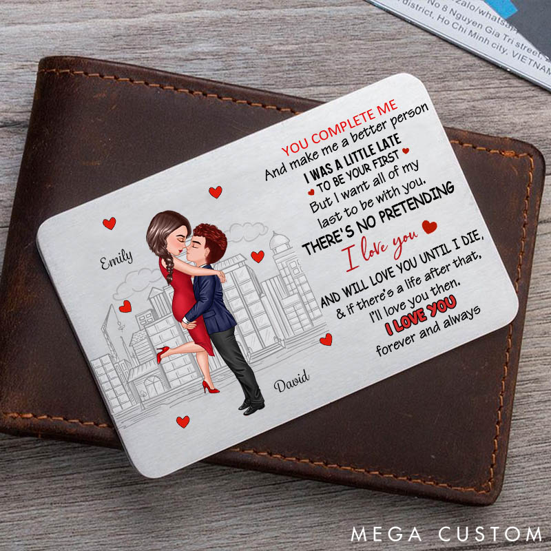 Personalized Love Poem Wallet Insert with Cityscape Romantic Wallet Accessories for Husband Couple Valentine's Gift for Boyfriend