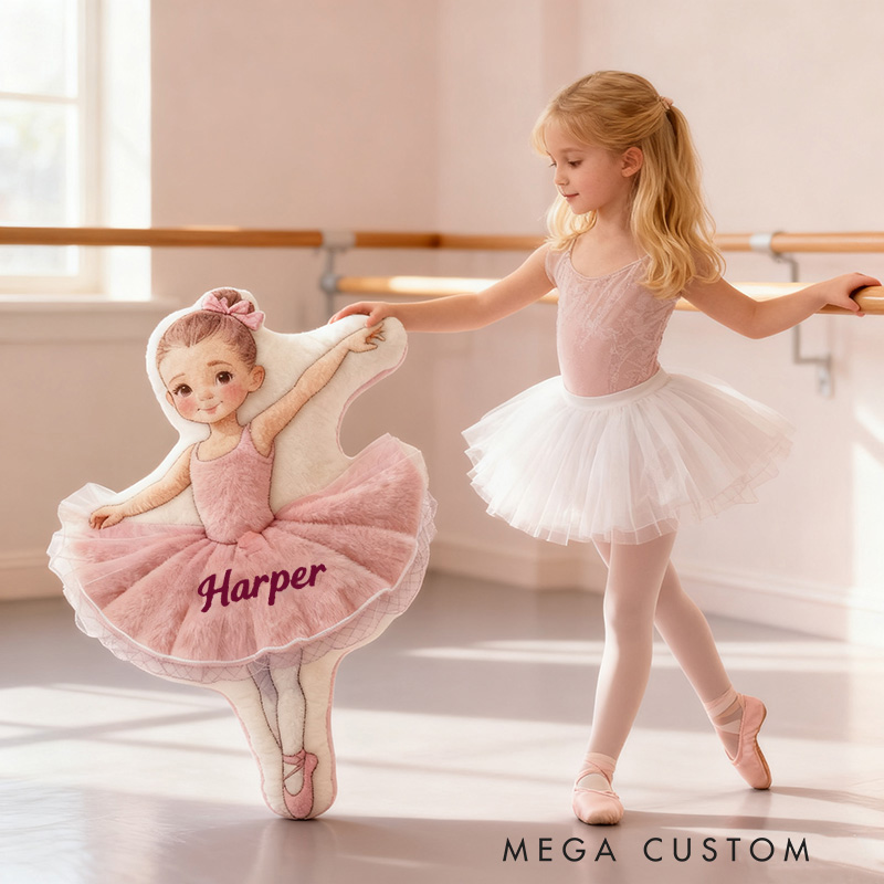 Personalized Ballet Girls Pillow with Your Name Soft Stuffed Toy for Kids Unique Decorative Cushion for Girls' Room