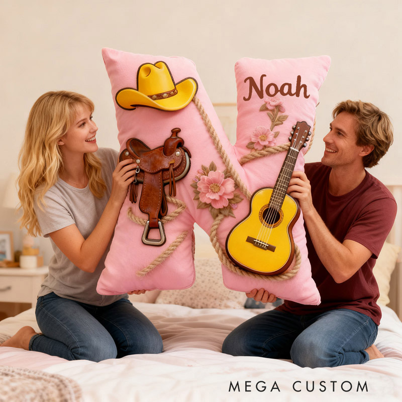 Personalized Graphic 3D Print Cowboy Hat and Saddle-Themed Throw Pillows Customizable with Your Name Perfect Gift for Her Music Lovers and Horseback Riding Enthusiasts