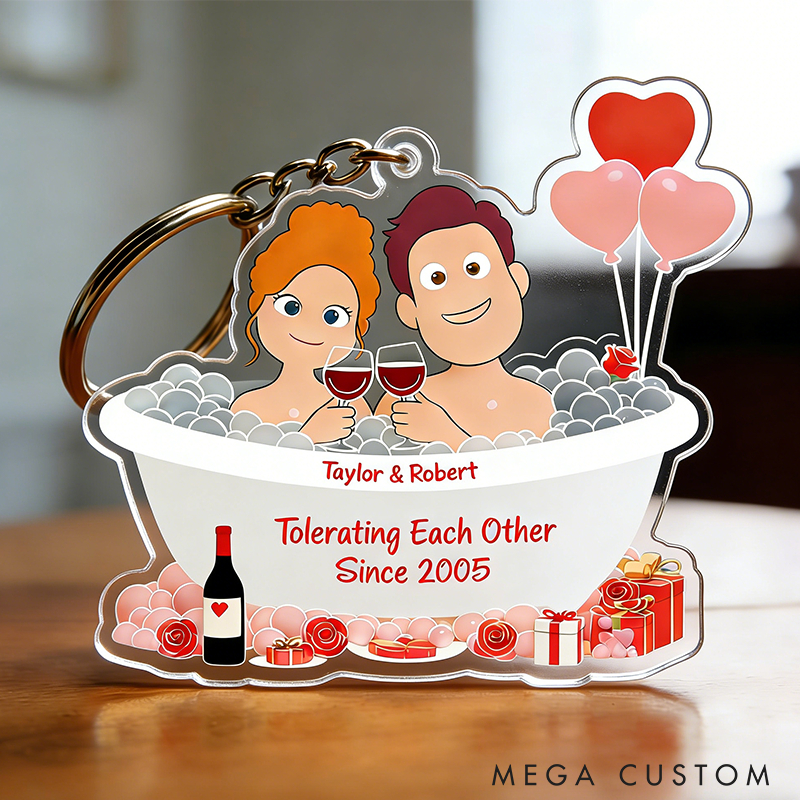 Personalized Couple Funny Bathub Keychain
