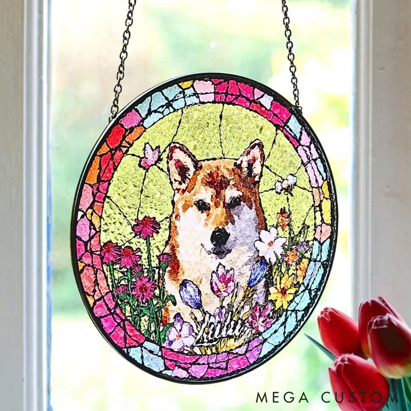 Personalized Pet Lover Funny Pet Portrait Sun Catcher