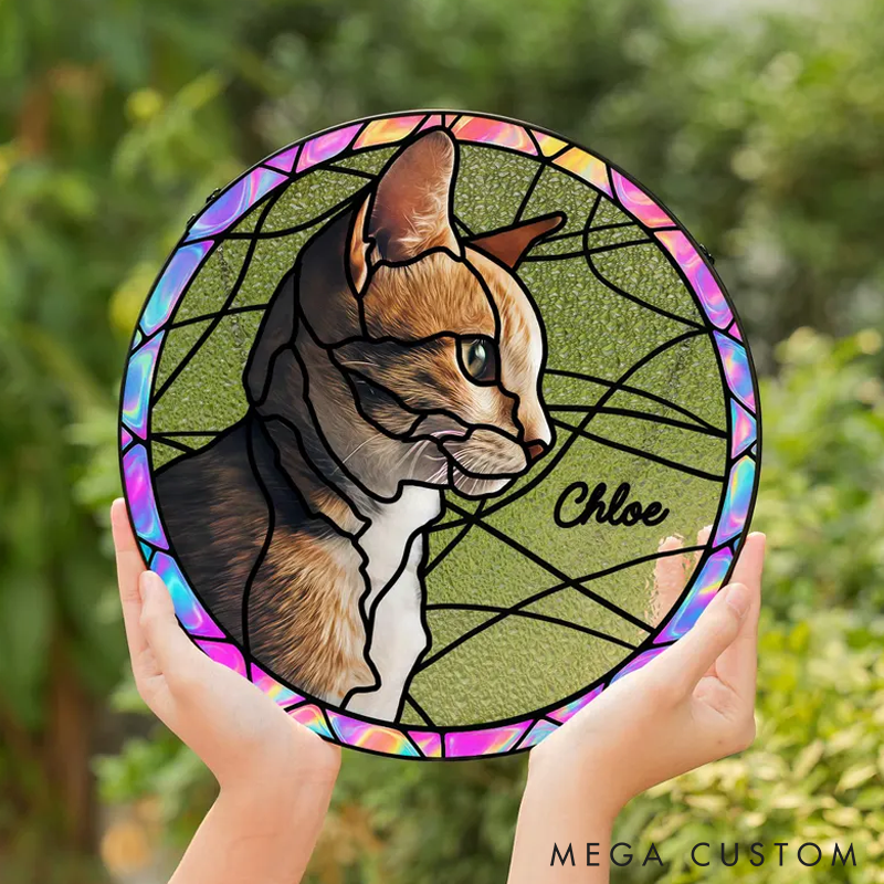 Personalized Pet Lover Custom Pet Portrait from Photo Sun Catcher