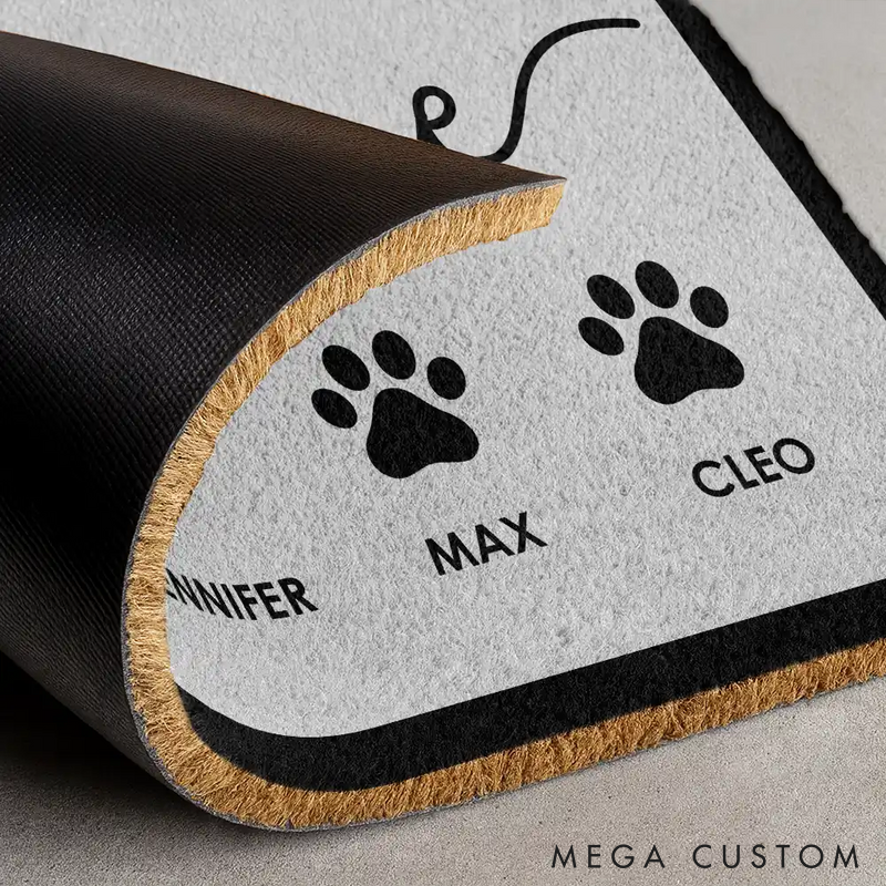 Personalized Pet Lover Welcome Family Heart Pawprints Doormat