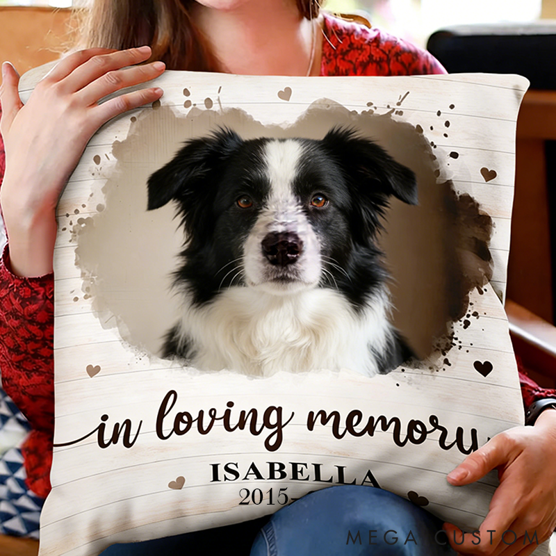Personalized Pet Lover Custom Photo Forever Loved Memorial Pet Family Throw Pillows
