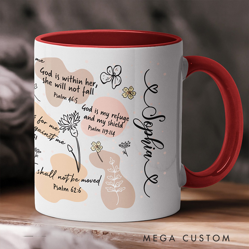 Personalized Christian Affirmation Bible Verse Ceramic Mug with Name Religious Inspirational Faith Gift Christian Gift for Women