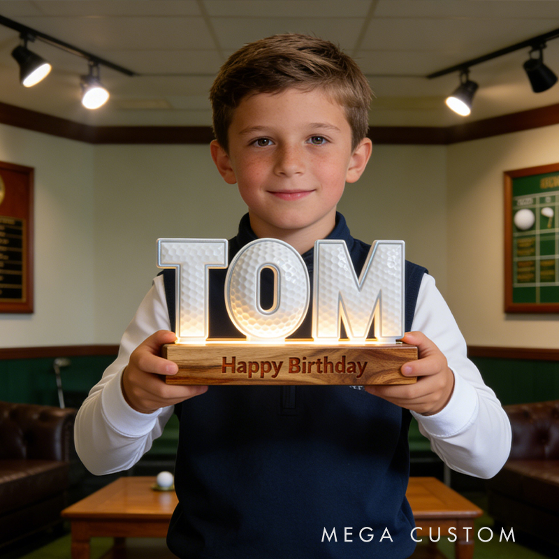 Personalized Elegant Golf LED Night Light Custom Name and Message Perfect Holiday Gift for Golf Enthusiasts