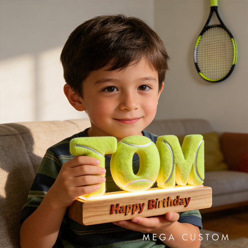 Personalized Classic Tennis LED Night Light Custom Name Quote Perfect Holiday Gift for Tennis Fans