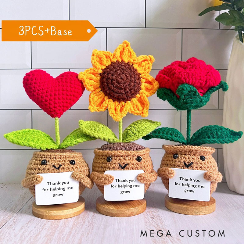 Personalized Adorable Crochet Plant Decor Custom Message Perfect Emotional Support Holiday Gift