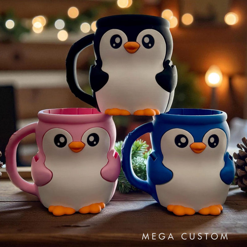 Penguin Ice Cream Pint Holder 3D Printed with Spoon Slots & Snack Drawer