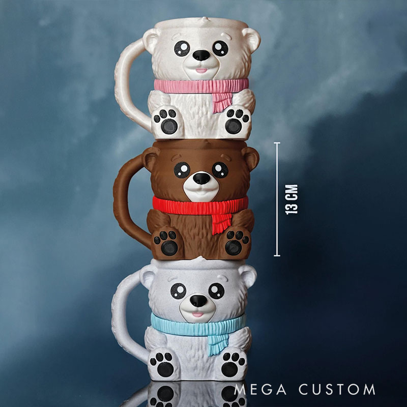 Polar Bear Ice Cream Pint Holder 3D Printed with Spoon Slots & Snack Drawer