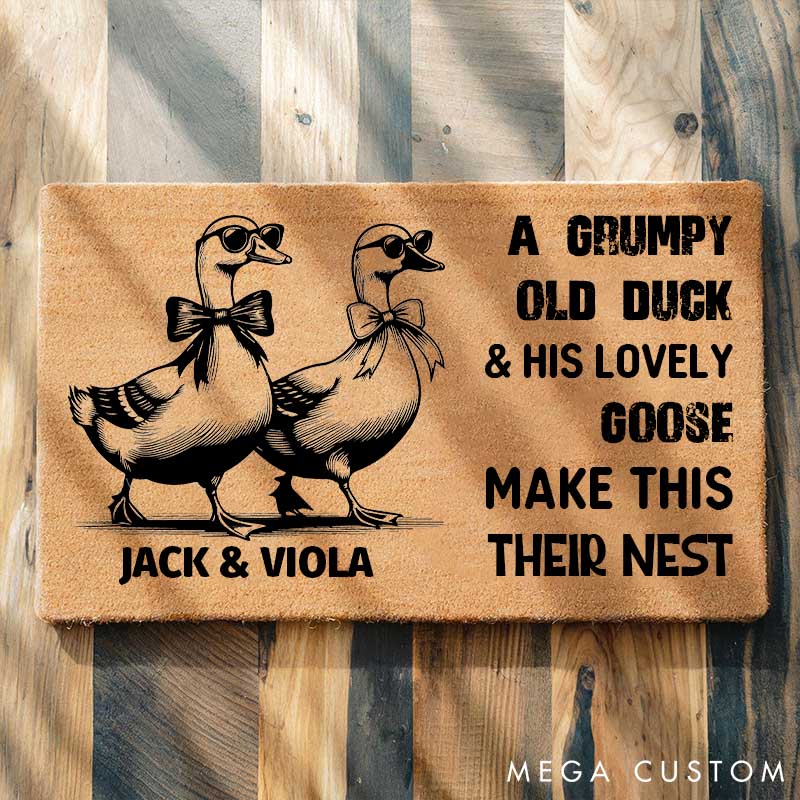 Personalized Duck and Goose Doormat A Grumpy Old Duck and His Lovely Goose Couple Doormat Anniversary Gift for Couple