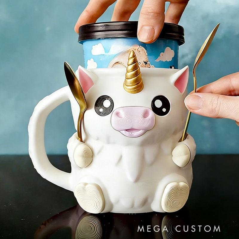 Dream Horse Ice Cream Pint Holder 3D Printed with Spoon Slots & Snack Drawer