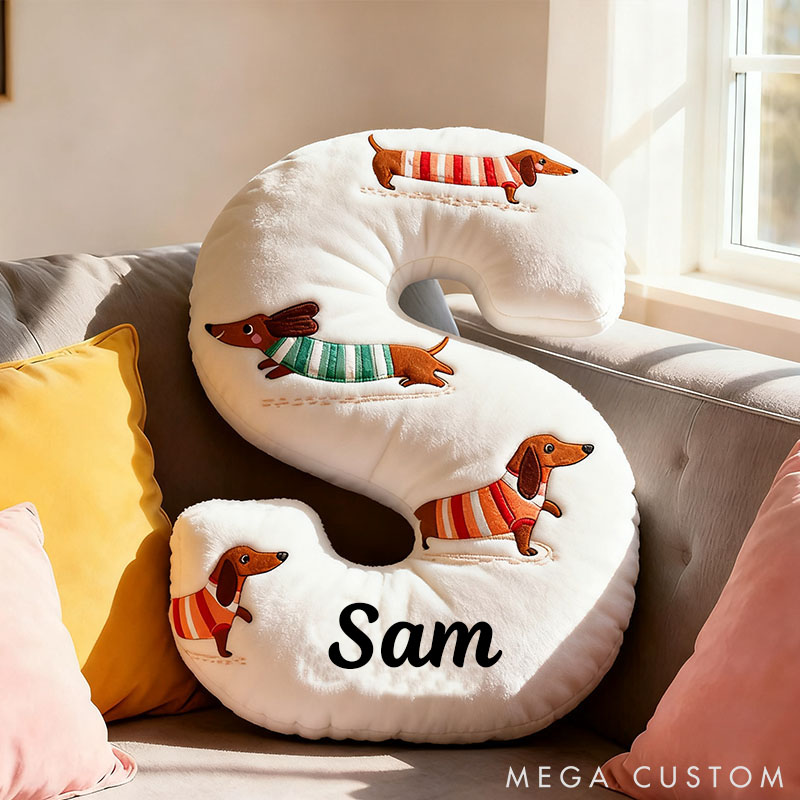 Personalized Dog Lover Dachshund Letter Pillow with Custom Name Pillow
