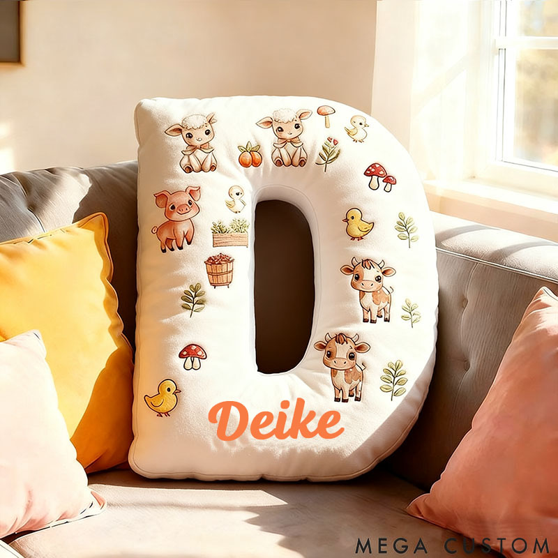 Personalized Pet Lover Animal Letter Pillow with Custom Name Pillow Graphic 3D Print