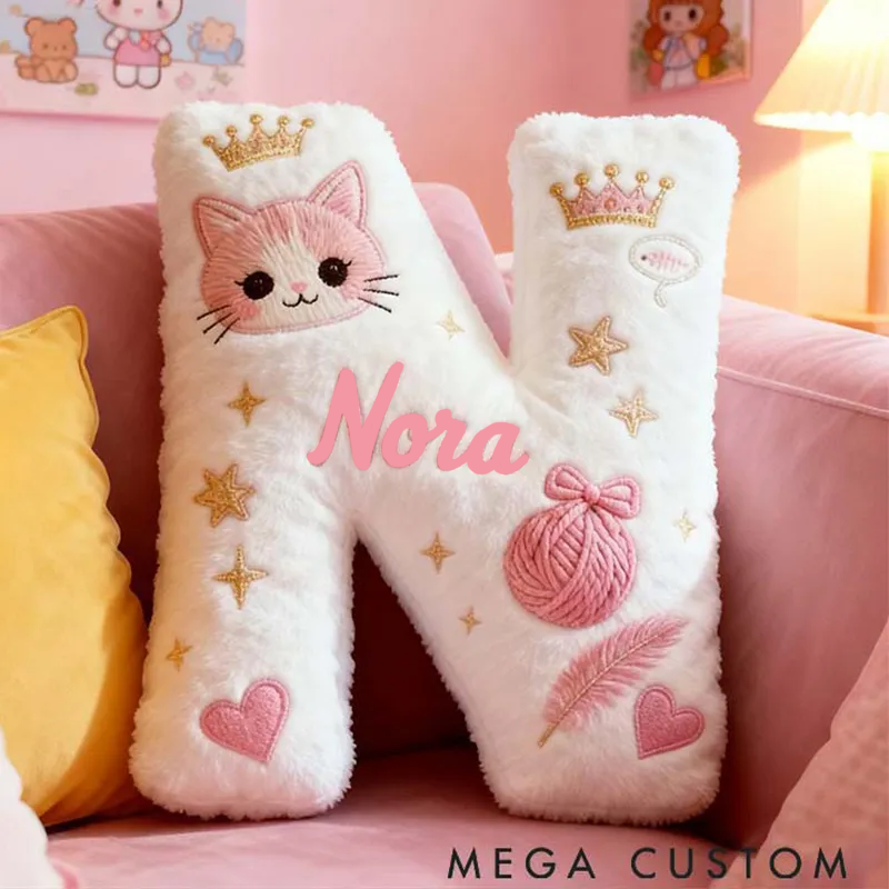 Personalized Cat Lover Funny Pink Cats Letter Pillow Graphic 3D Print Pillow