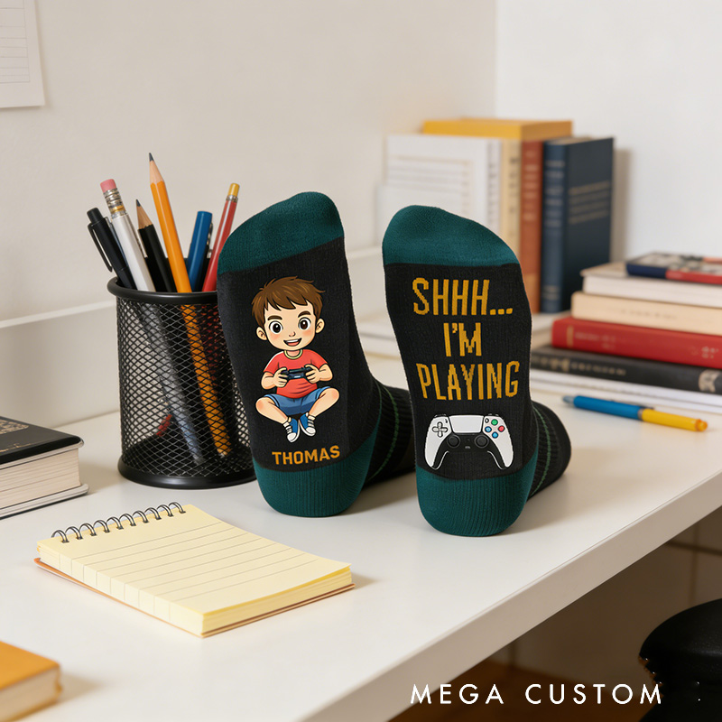 Personalized Game Controller Socks Gift for Kids Friends Gamers Perfect for Birthdays Holidays Christmas