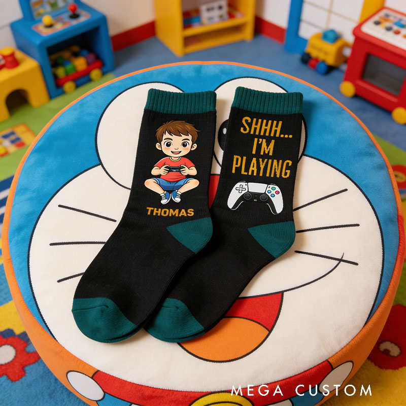 Personalized Game Controller Socks Gift for Kids Friends Gamers Perfect for Birthdays Holidays Christmas Party