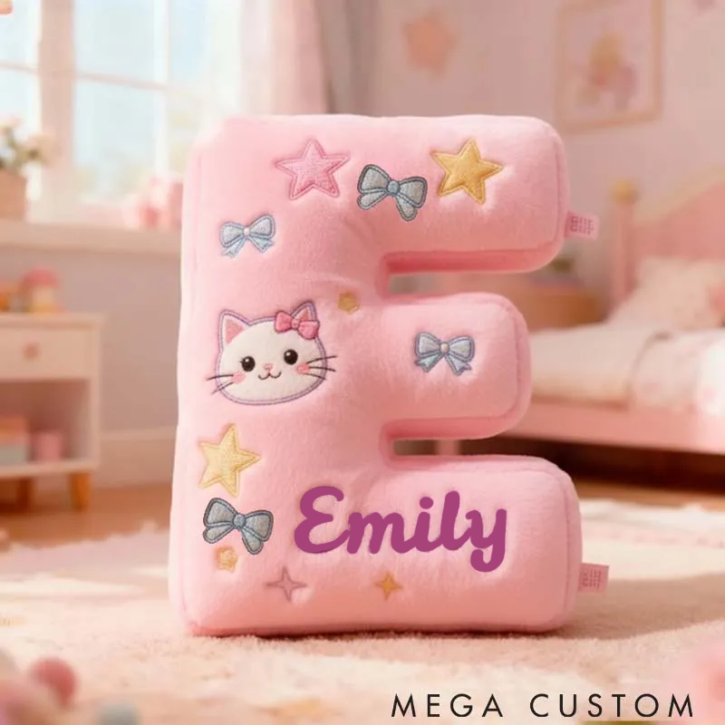 Personalized Cat Lover Fun Cat Letter Pillow Graphic 3D Print Pillow