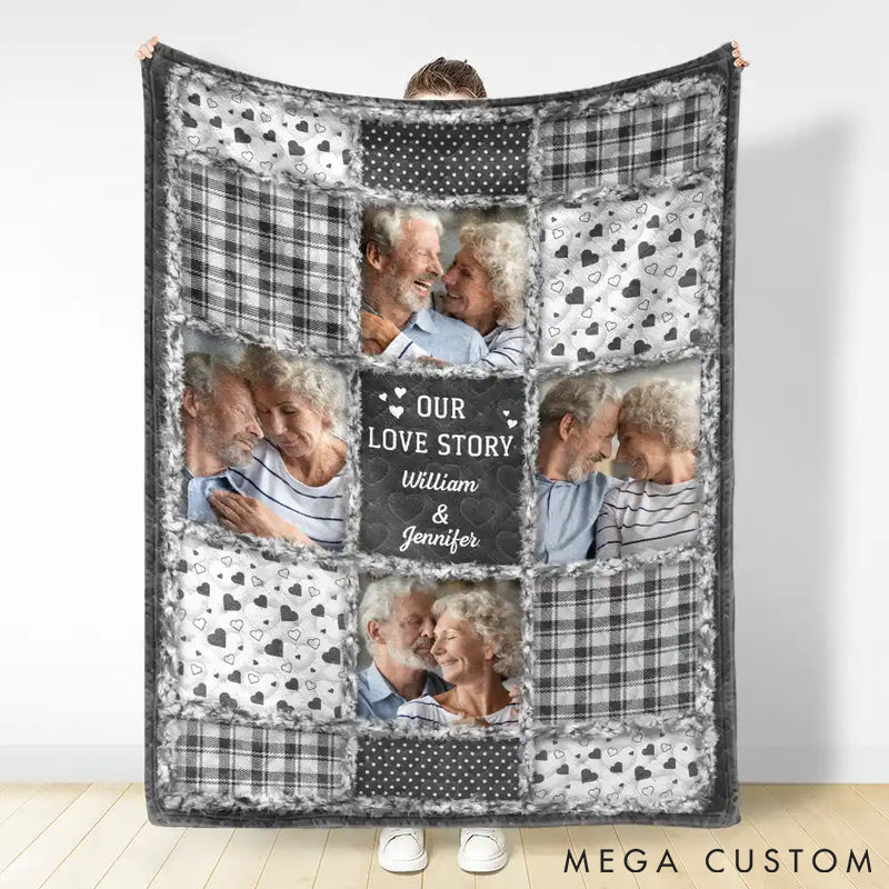 Personalized Photo Blanket Custom Photo Our Love Story Blanket for Couples Valentine Anniversary Gift Blanket for Husband Wife