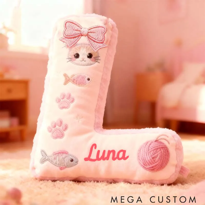 Personalized Cat Lover Cat Planet Letter Pillow Graphic 3D Print Pillow