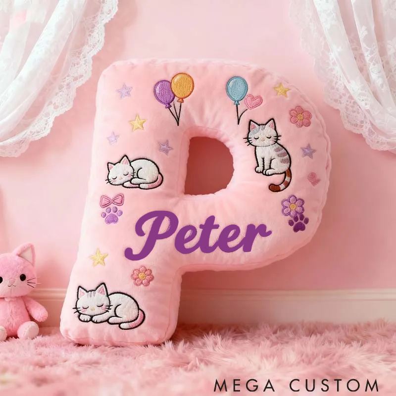 Personalized Cat Lover Magic Cat Letter Pillow Graphic 3D Print Pillow