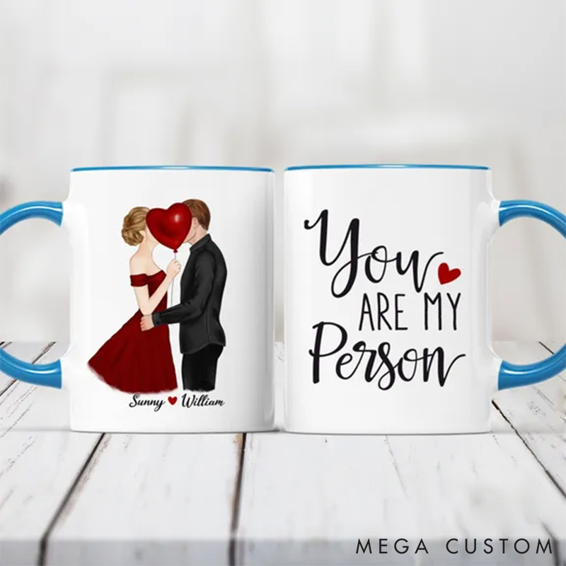 Personalized Kissing Couple You Are My Person Mug Valentine Gift for Wife Romantic Coffee Mug for husband Valentine Mug for Her Him