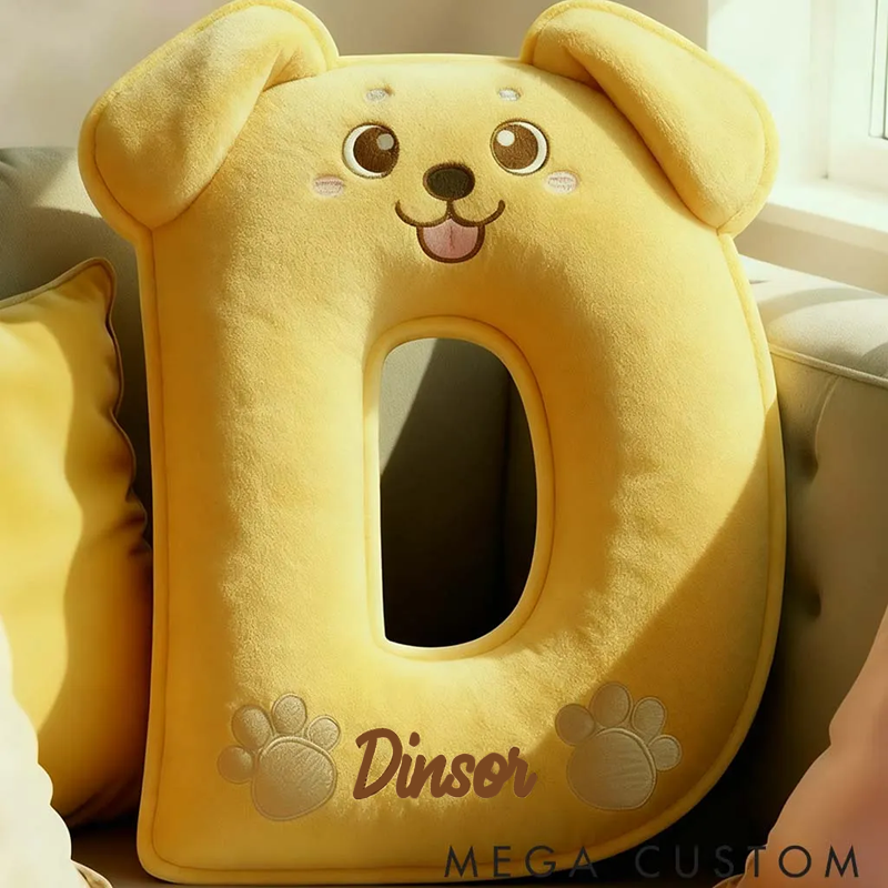 Personalized Dog Lover Cute Golden Retriever Letter Pillow Graphic 3D Print Pillow