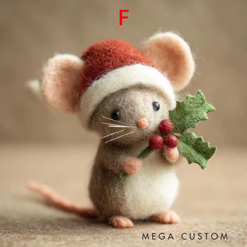 Felted Mouse Wool Figurine Tiny Animal Stocking Stuffer Holiday Tree Decoration Dollhouse Decor