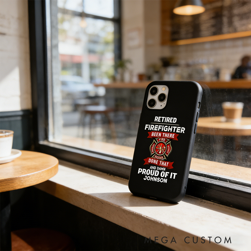 Personalized Retired Firefighter Phone Case Custom Name Protective Cover Gift for Firefighters and Veterans