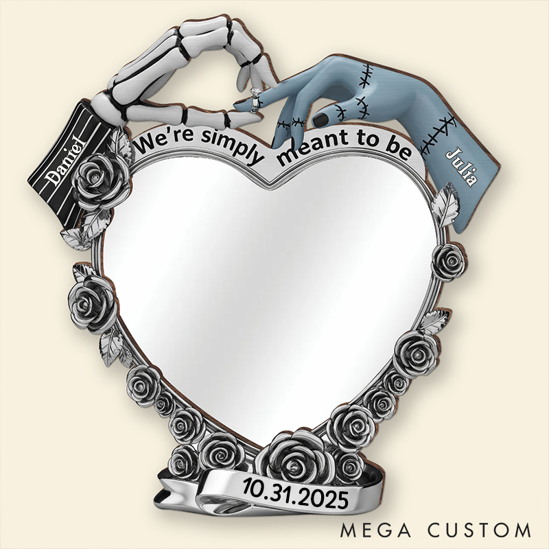 Personalized Couple Spooky We're Simply Meant To Be Custom Engagement Graphic 3D Printed Mirror with Name Valentines Day Anniversary Gift for Him Her
