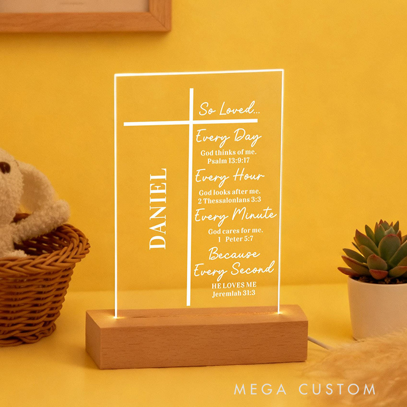 Personalized Bible Verse Cross LED Night Light with Name Home Decor Faith Based Decor Religious Gift Bible Verse Gift for Christians 