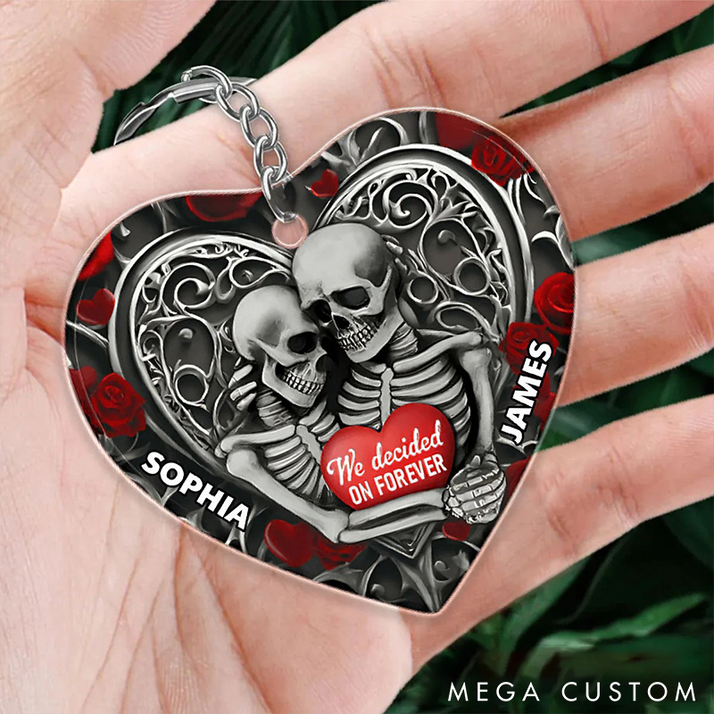 Personalized Ghost Heart Couple Acrylic Keychain We Decided On Forever Keychain Romantic Gift for Wife Husband Valentine's Gift for Him Her
