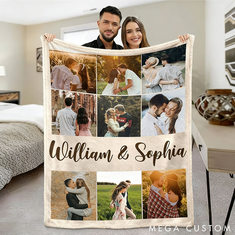 Personalized Couple Photo Blanket Custom Photo Couple Besties Memory Photo Blanket Valentine's Galentine Gift Anniversary Gift