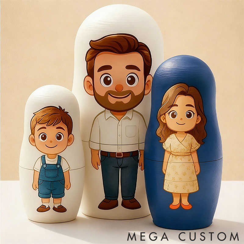 Personalized custom portrait nesting doll cartoon style family portrait gift photos Valentine's Day gift family gift