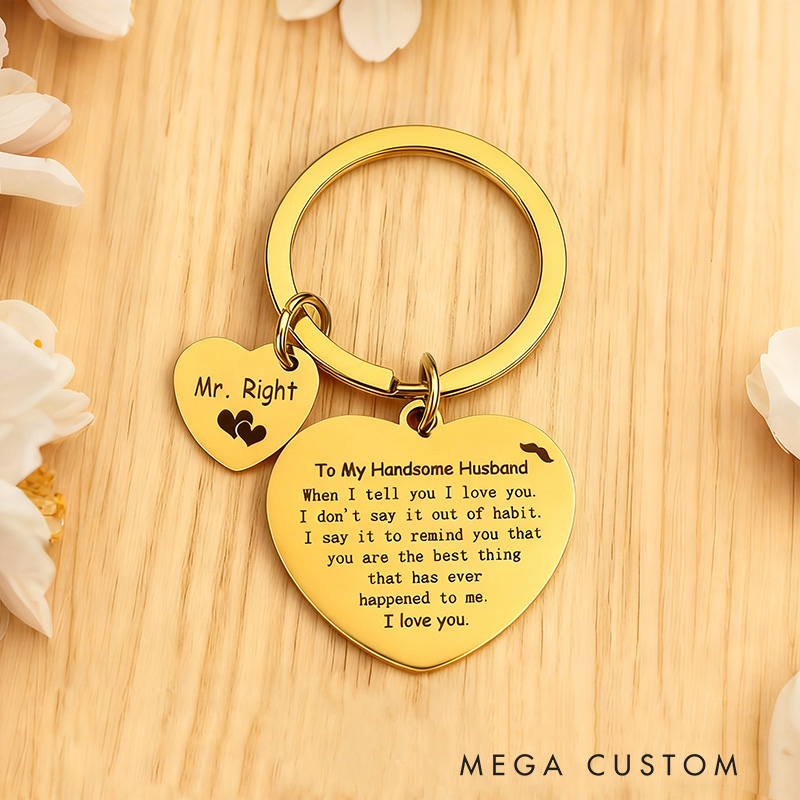 Personalized Heart Keychain for Husband Valentines Day Gifts Stainless Steel Keychain Engraved Couple Gifts  Anniversary for Him