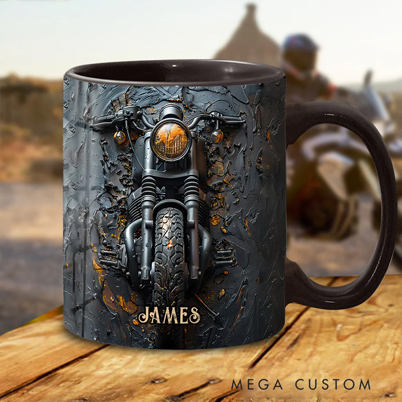 Personalized 3D Printed Choose Color Motorcycle Mug Custom Name Biker Coffee Cup Gift for Motorcycle Riders and Enthusiasts