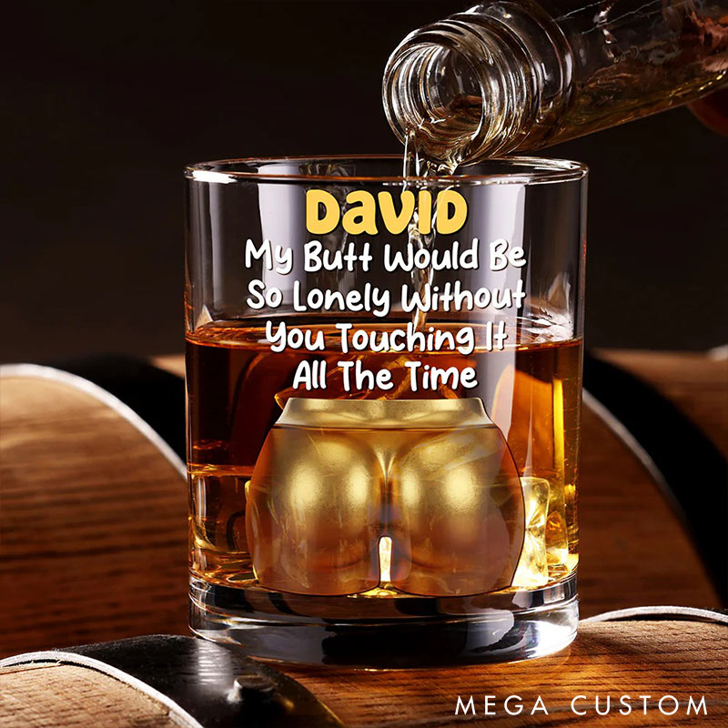 Personalized 3D-Like Naughty Couple Whiskey Glass Humor Whiskey Glass Valentine‘s Day Gift for Husband Boyfriend Romantics Gift for Him