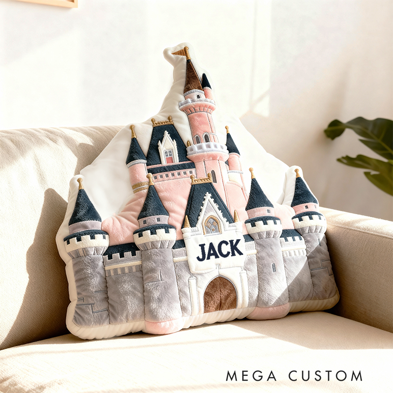 Personalized Cartoon Castle with Name Graphic 3D Print Pillow Christmas Gift for Kids Birthday Gift