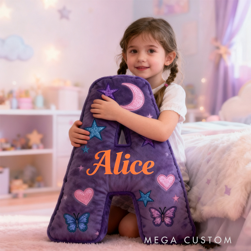 Personalized Purple Butterfly with Name Graphic 3D Print Pillow Christmas Gift for Kids Birthday Gift