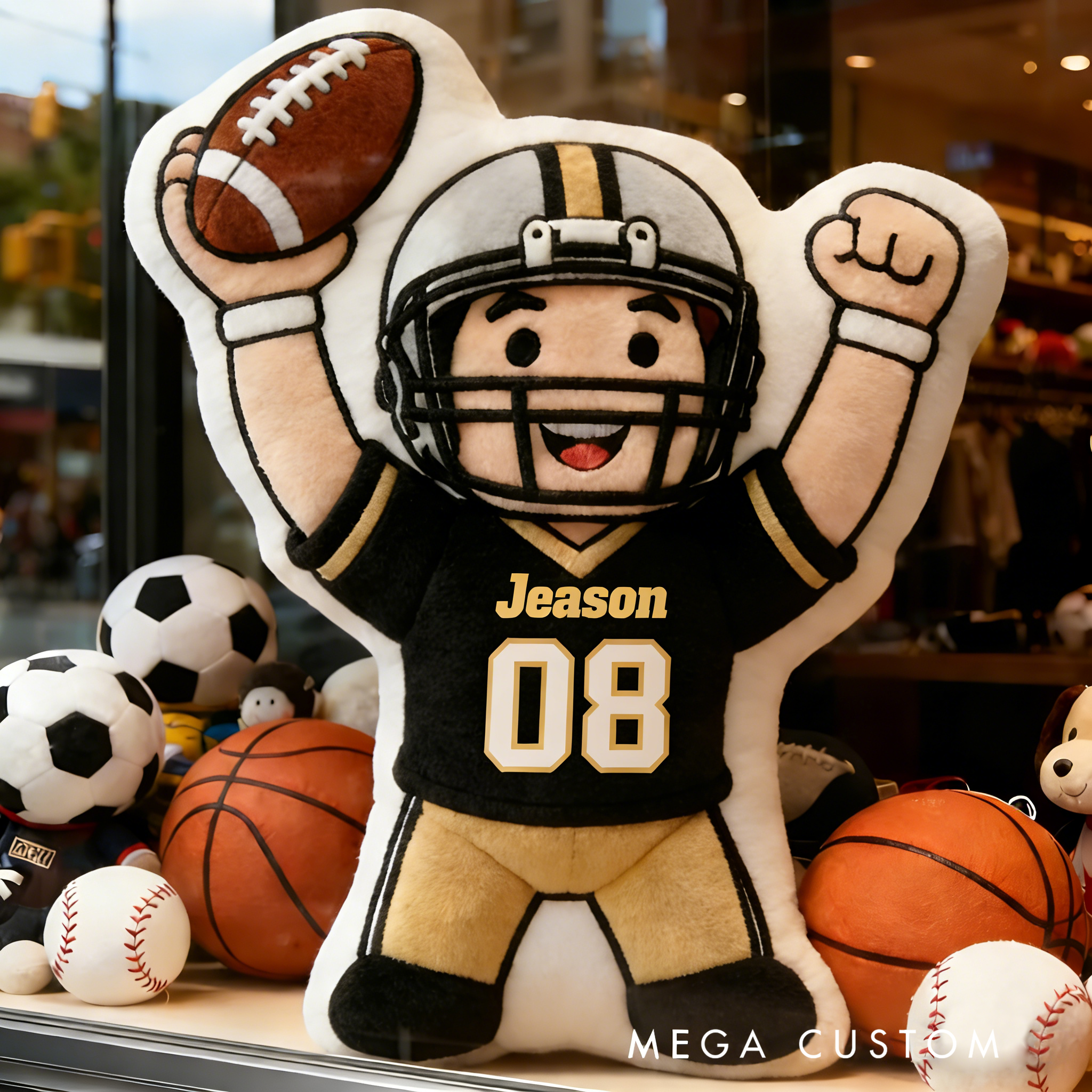 Personalized Football Player Pillow with Your Name and Number A Perfect Gift for Fans