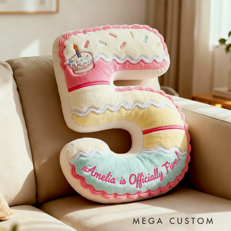 Personalized Number Shaped Graphic 3D Print Pillow with Editable Text  Soft Plush Birthday Gift for Kids  Unique and Adorable Children’s Birthday Gift