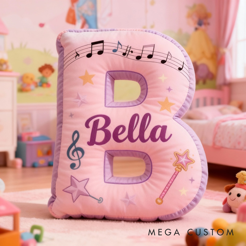 Personalized Colorful Notes Music Pillow with Name Soft Stuffed Toy for Kids Music Lovers Unique Decorative Cushion for Girls' Room