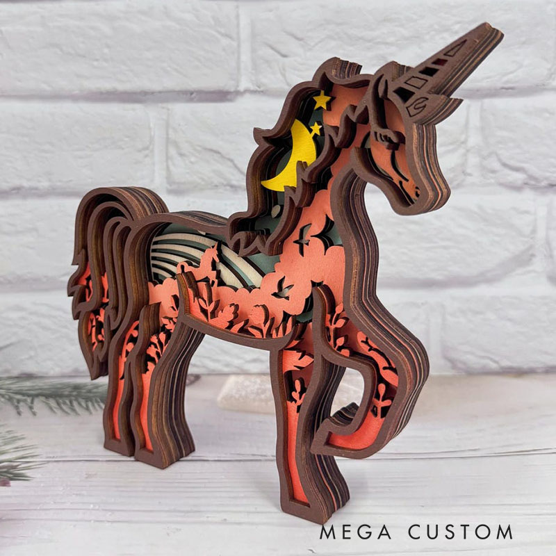 Personalized Handcarved Wooden 3D Dream Horse with LED Lights Birthday Gifts for Kids