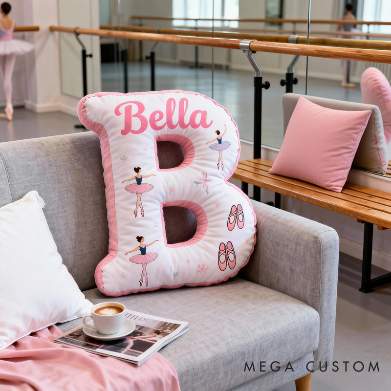 Personalized Ballet Dancers Letter Pillow With Name Soft Stuffed Toy for Kids Unique Decorative Cushion for Girls' Room