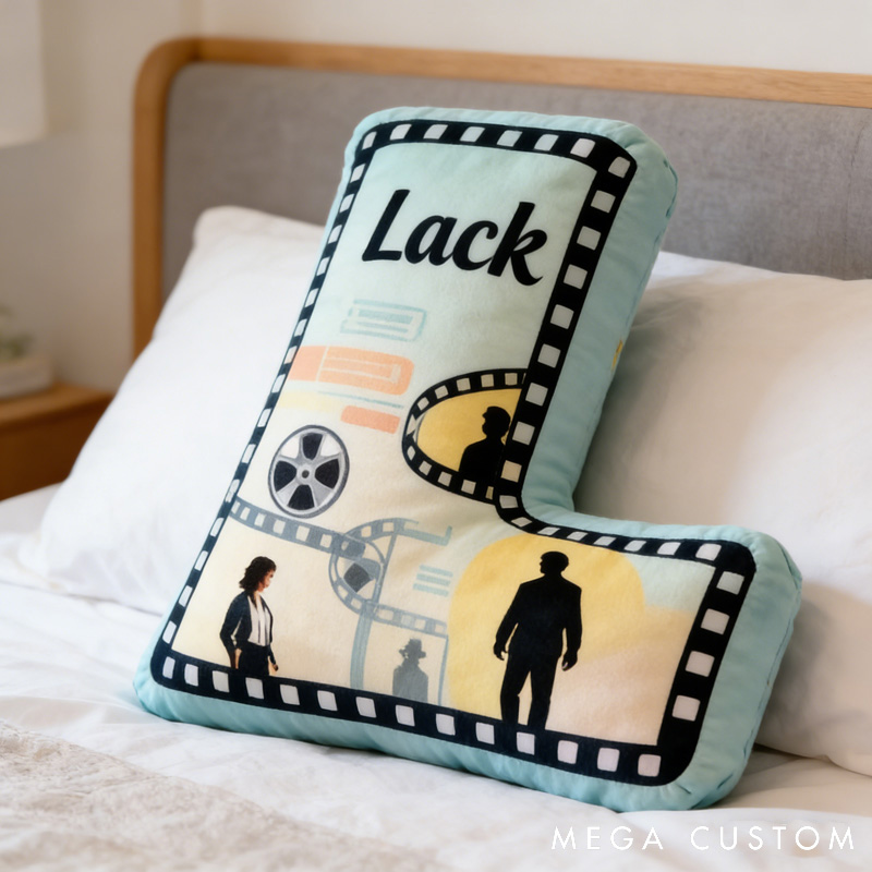Personalized Film Reel Couple Pillow for Movie Lovers Initial Pillow Valentine's Day Birthday Party Gift for Kids and Movie Lovers