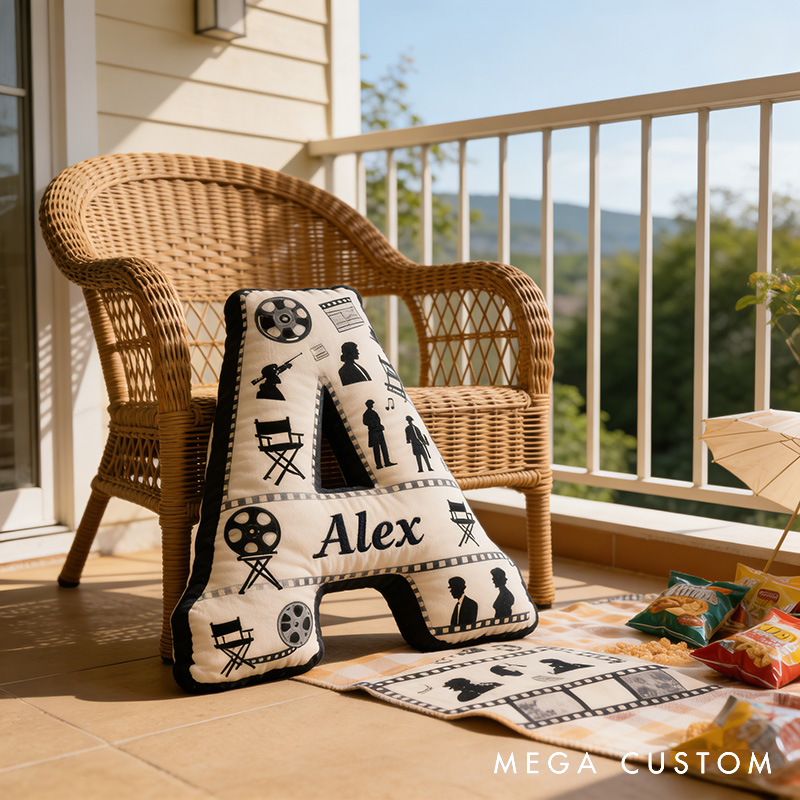 Personalized Film Reel Couple Pillow for Movie Lovers Initial Pillow Valentine's Day Birthday Party Gift for Filmmakers