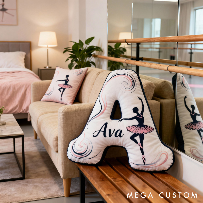 Personalized Ballet Dancers Pillow with Name Soft Stuffed Toy for Kids and Ballet Dancer Unique Decorative Cushion for Girls' Room
