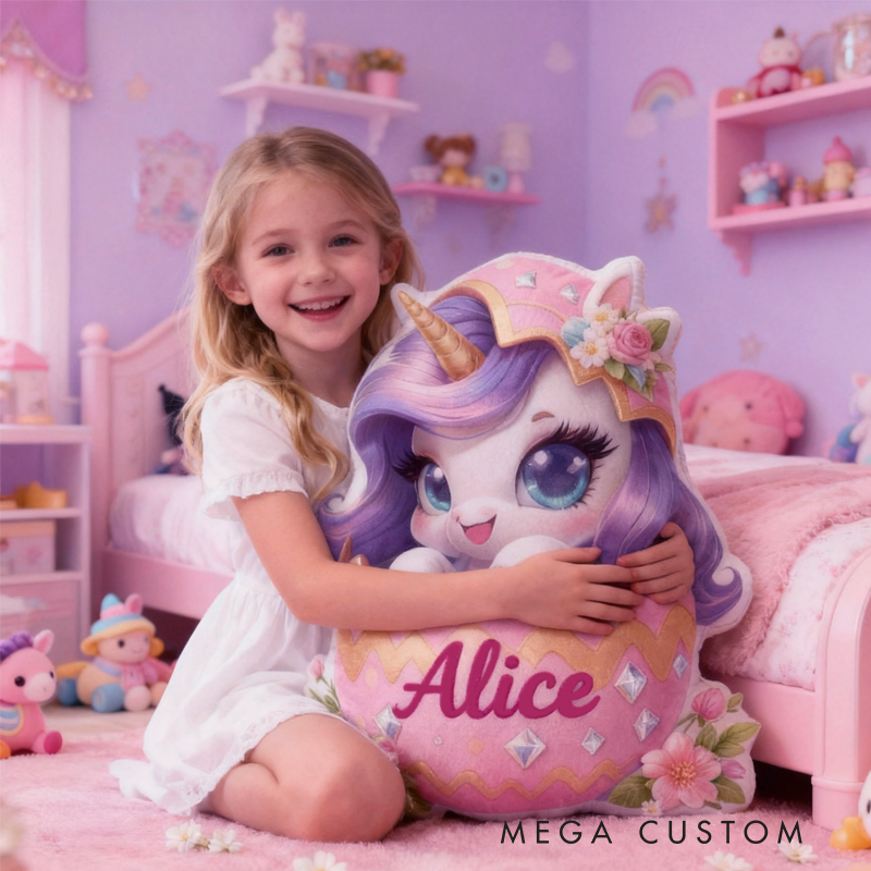 Personalized Cute Princess Dream Horse with Name Graphic 3D Print Pillow Christmas Gift for Kids or Baby Birthday Gift