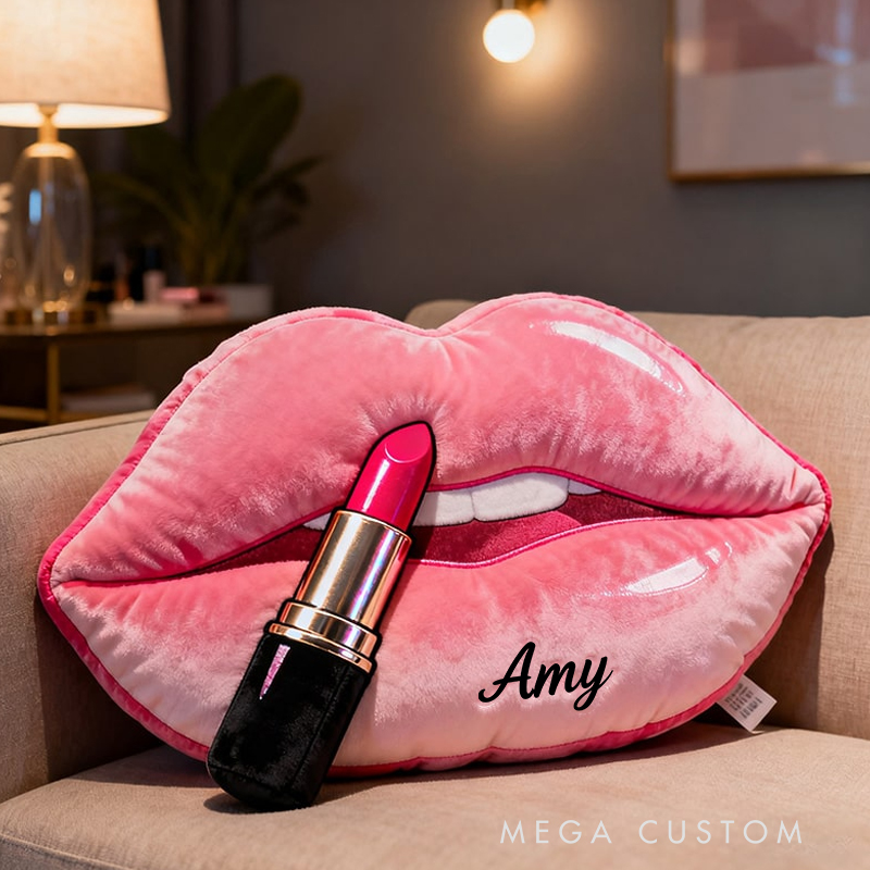 Personalized Vibrant Lips Graphic 3D Print Pillow Christmas Gift for Kids Birthday Gifts